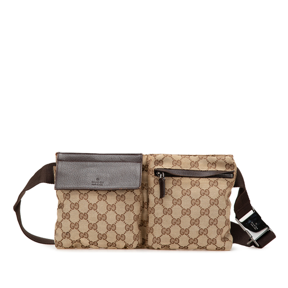 Pre-Loved Gucci GG Canvas Double Pocket Belt Bag - Picture 1 of 10